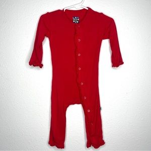 red ruffle kickee pants romper